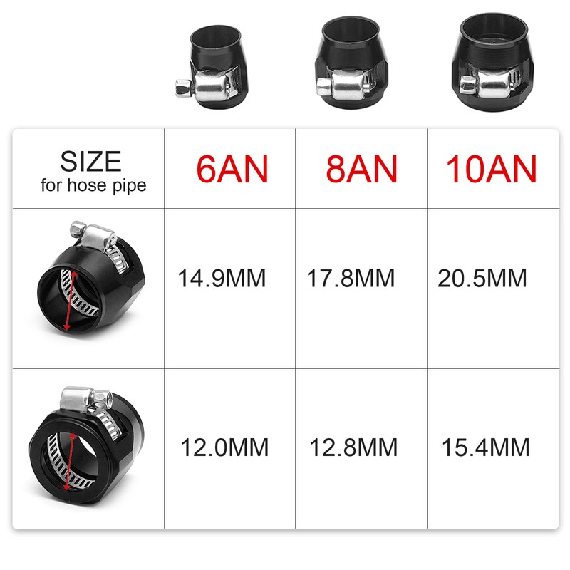 YESHMA Econo Fitting 4pcs AN8 Hose End Finisher Clamp with