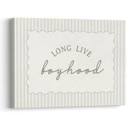 XWELLDAN Long Live Boyhood Boy Nursery Framed Canvas Wall Art Decor, Toddler Little Baby Boys Room Playroom Nursery Decor, 11x14 Inches