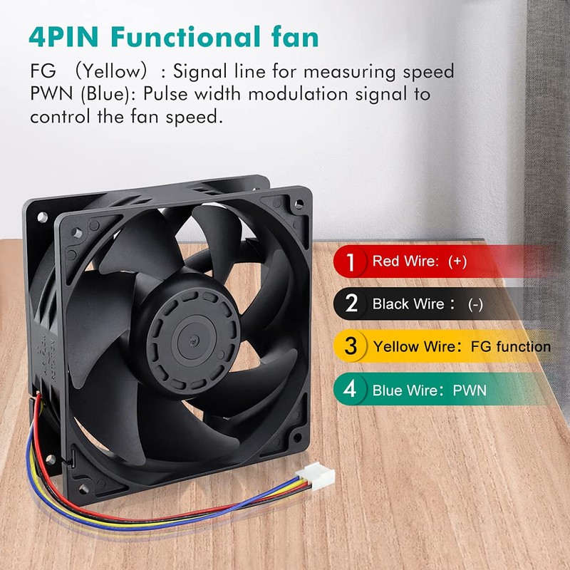 Wathai 12038 120mm x 38mm PWM Computer PC Case Fan
