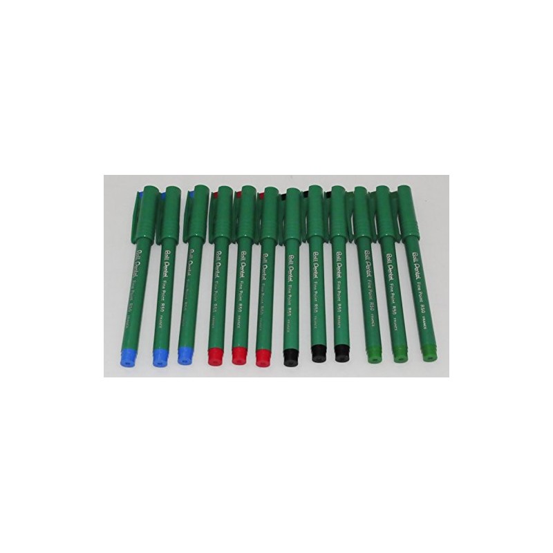 Pentel Ink Pen Ball R50 Colour Sorted (3 x Black,