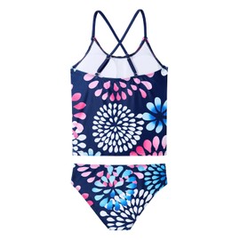 Century Star Girls Tankini Swimsuits Two Piece Bathing Suit Hawaiian Charlotte Flounce Swimwear Kids Navy Fireworks 12-13 Years