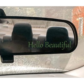 Hello Beautiful Car Rear View Mirror Decal Positivity Vinyl Sticker 2.75 inches (WIDE) (GREEN)