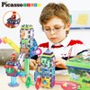 PicassoTiles 650PCS Marble Run Magnetic Tiles and Brick Combo Magnet
