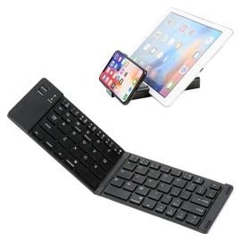 Tek Styz Wireless Bluetooth Keyboard Compatible with Spice Mobile Smart Flo Edge Built-in Phone Holder/Stand-Ultra Slim Folding Rechargeable Full Size Keyboard!