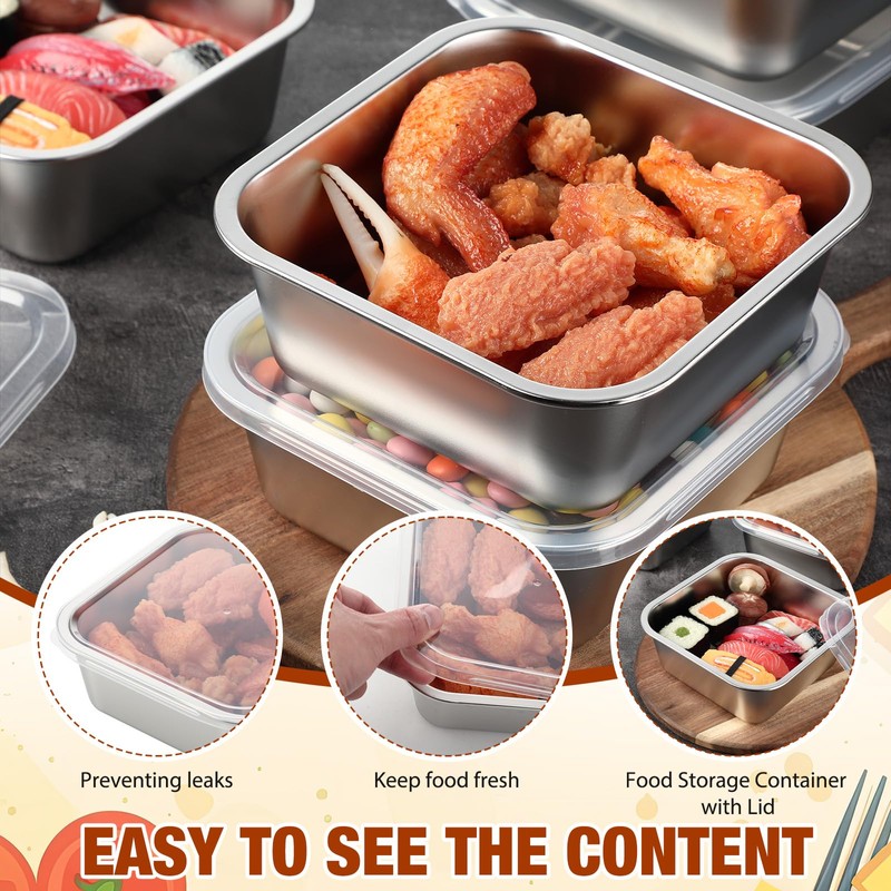 Yiyiring 6 Pcs Stainless Steel Food Storage Containers with Lids