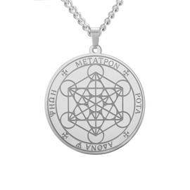 Amaxer Metatrons Cube Pendant Necklace for Men Vintage Sacred Geometry Archangel Metatron Protection Sturdy Locket Jewellery Necklace, Stainless Steel, No Gemstone