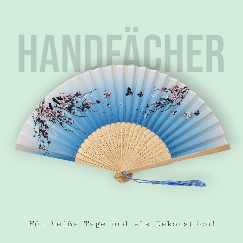 Starlet24 Foldable Bamboo Hand Fan Folding Fan with Tassel Fan
