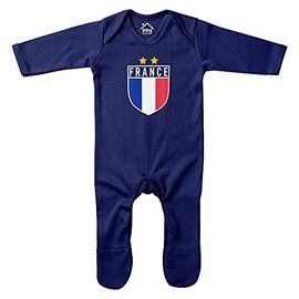 Purple Print House Baby Boys France Badge Romper Suit Football Supporters French Footy, 3-6 Months, Navy