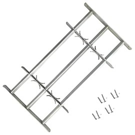 'vidaXL Adjustable Security Grille for Windows with 2 Crossbars - Solid Galvanized Steel Horizontal Installation, Home or Office Use