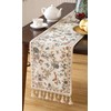 ISAENNE Designer Elegant Linen Table Runner 118 Inches, Flower and