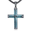 Swordgod Black Turquoise Cross Necklace for Men Women S925 Sterling