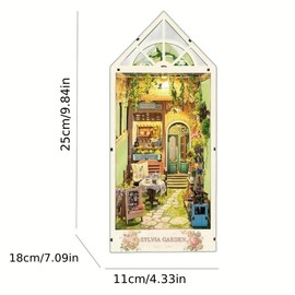 DIY Wooden Book Nook Kit, 1 Box 3D Book Nook Kit, DIY Garden Model Kit, 3D Desktop Decoration Ornament for Bookshelf Decoration, Stocking Fillers Gift, DIY Crafts:_one-size_Sylvia Gardens