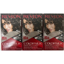 REVLON ColorSilk Permanent Hair Color / Dark Brown 30 / Pack of 3