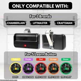 2X for 891LM Liftmaster Craftsman Chamberlain Garage Door Opener Remote, Black Limited Edition Garage Clicker, Universal Garage Door Opener Remote Replacement for 5 Learn Button