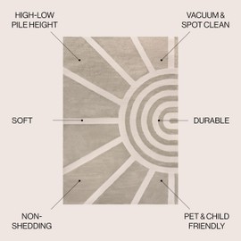 JONATHAN Y Sun Two-Tone High-Low Indoor Area Rug 8X10 Beige/Cream, Aelius MidCentury Scandinavian Abstract for Living Room, Bedroom, Kitchen, Easy-Cleaning, Pet-Friendly, Non-Shedding SND101A-8