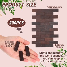 Sintuff 200 Pcs Brown Miniature Dollhouse Flooring Mini DIY Wooden Dollhouse Floor Boards 1:12 Scale Doll House Accessories for Model Decor
