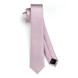 HISDERN Tie Men's Slim Ties for Men Solid Silk Tie Classic Formal Tie for Wedding Party Business 6 cm, pink