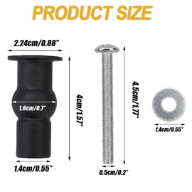 Wzenclave 4pcs Toilet Seat Screws, Stainless Steel & Rubber, Hex Screws, Fix WC Hinges, Repair/Replace Toilet Seat Hinges