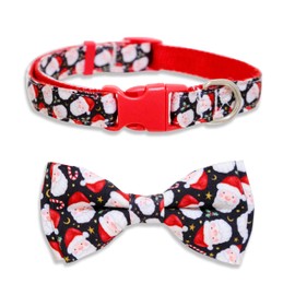 Christmas Dog Bow Tie with Collar, Winter Holiday Santa Claus, Merry Holly Collar for Boys and Girls Large Medium Pets Puppies (Pattern 3, Medium-(12.5-20") Neck * 3/4" Wide)