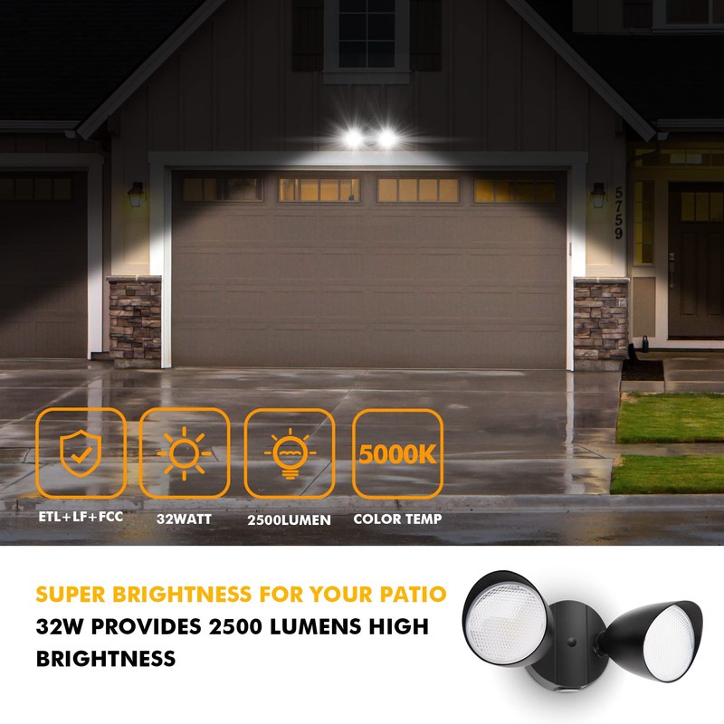UME 2-Packs 2500 Lumen 32 Watt 28 LED Dual-Head Floodlight