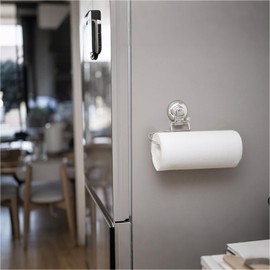 Poyway Kitchen Paper Holder Strong Suction Cup Towel Paper Roll Holder for International Large Paper Rolls Stainless Steel Towel Rack for Kitchen