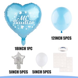Mi Bautizo Balloons Table Decoration Set Desktop Decoration Table Decoration for Christening etc. (Blue)
