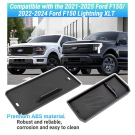 Center Console Organizer Compatible with 2021-2025 Ford F150 / 2022-2024 Ford F150 Lightning XLT Accessories, 2 PCS Hidden Panel Storage Lid with Cable Routing Slot