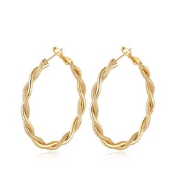 Yumay-Twisted Rope Extra Large Gold Hoop Earrings 9ct Gold Filled Creole for Girls or Womens(40mm)