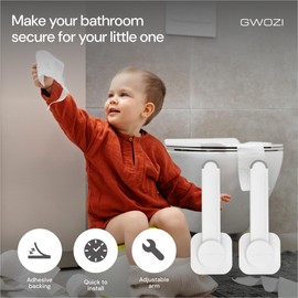 Toilet Locks Baby Proof - Plastic Toilet Seat Lock Child Safety - Adhesive Baby Proof Toilet Seat Lock with Arm 360 Degrees - Easy Installation Baby Toilet Lock, Suitable for Toddlers, 6 Pcs