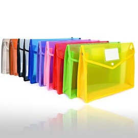 Plastic File Folders Filing Envelopes, 10 Pcs A4 Pouch Envelopes Expandable Waterproof With Snap Closure Document Organizer Letter Size Transparent Colored Polyester, Wallet For Office/Business/School