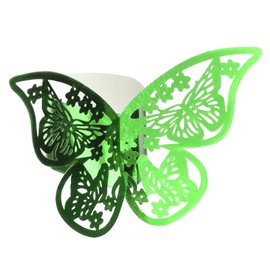 sourcing map 100Pcs Butterfly Paper Napkin Rings, 3D Laser Cut Cutout Paper Napkin Holder for Weddings Party Serviette Table Decoration Restaurant (Green)