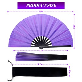 Onekka Large Folding Hand Fan Popping Fan Clacking Fans for Line Dancing, Nylon-Cloth Vintage Retro Fabric Fans, Handheld Folding Fans for Outdoor, Wedding,Party, Decoration