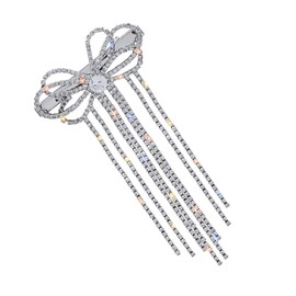 PACKOVE Rhinestone Bow Hair Clip with Tassel Multi Sparkling Barrette for Women and Lightweight Hair Pin for Party and Daily Styling