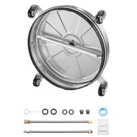 18\" Stainless Steel High Pressure Washer Attachments with 4 Quick Wheels & 4000 Max PSI Surface Cleaner & 1/4 Quick ConnectSize/Color/Configuration: 18 in/Stainless Steel/Extension Rod