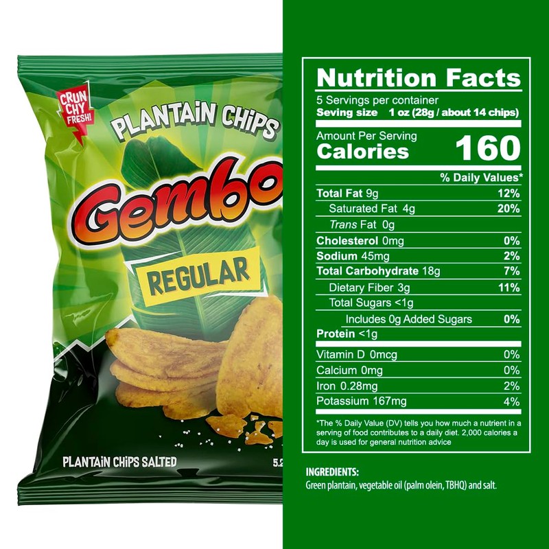 Gembos Plantain Chips Salty Snack Pack - Delicious Vegan Chips