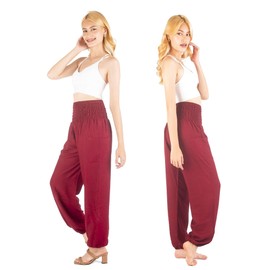 Boho Pants - Harem Pants Women - Yoga Pants Women -Lounge Pants for Women - Tall - 2 Pockets - Plus Size (Solid Red, Tall-Medium)