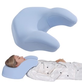ROYALAY Back Sleeping Training Pillow, Memory Foam Beauty Pillow with Adjustable Height, Neck & Shoulder Support, 2 Washable Covers, Blue