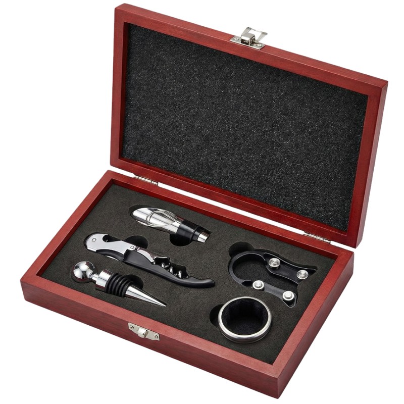 5-Piece Wine Opener Gift Set with Wooden Box, Premium Stainless