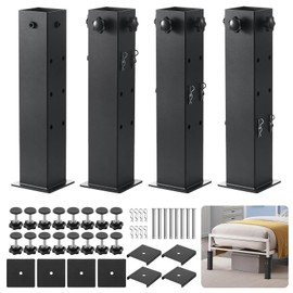 UPVONT Heavy-Duty College Dorm Bed Risers with 0.16" Reinforced Base-17.42 LB, Adjustable Heights (6", 9", 12"), Fits Wooden Bed Legs 1.5" to 3", Thicker Steel Dorm Bed Leg Risers for Extra Stability