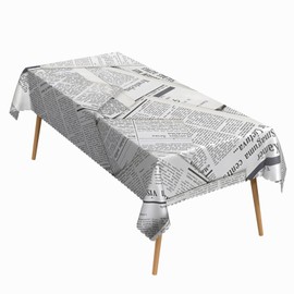 ggaimwf 60x102 Inch Vintage Rectangle Tablecloth Black White Newspaper Table Cloth Washable Table Cover for Dining Home Farmhouse Coffee Shop Decor