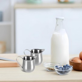 12 Pcs Stainless Steel Creamer Pitchers, 3 oz Mini Coffee Cream Servers with Pour Spouts, Barista Grade Metal Milk Frothing Cups for Coffee Shop, Restaurant & Home Use (2.5"x2"x1.6")
