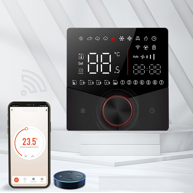 Thermostat ABS Black Smart Programmable WiFi Digital Touchscreen LCD Color