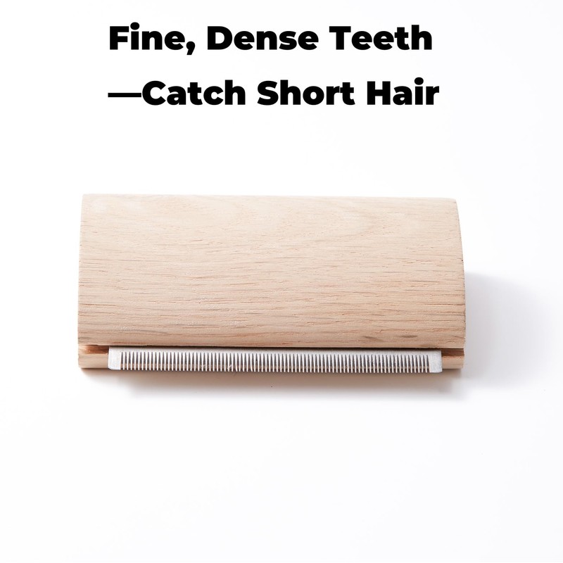 French Bulldog Brush for Shedding, Palm-Grip Wooden Grooming Comb