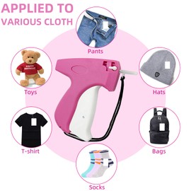 Tagging Gun for Clothing, Tagging Gun Kit with 1600pcs 1" Barbs Fasteners and 6 Needles, Price Tag Gun, Standard Retail Price Tag Attacher Gun Kit, Clothes Tagging Gun, Pink