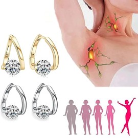 2 Pairs Lymphatic Earrings for Women Lymphvity Germanium Earrings Lymphatic Drainage Earrings Lymphatic Activity CZ Hoop Earrings Jewelry Gifts for Girls (White)
