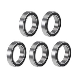 TOP-VIGOR 5Pcs 6701-2RS Deep Groove Ball Bearings, Z2 12mm x 18mm x 4mm Double Sealed Industrial Bearings, Chrome Steel Skateboard Bearings for Electrical Instrument Equipment, Black