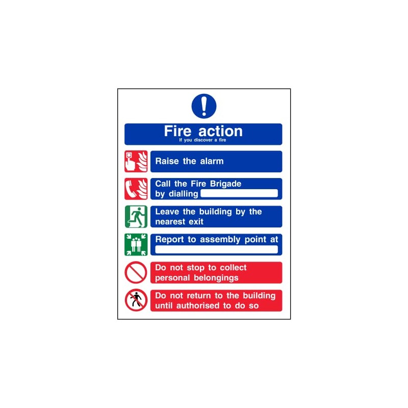 Landlord Direct Supplies General Fire Action 6 Message Sign -