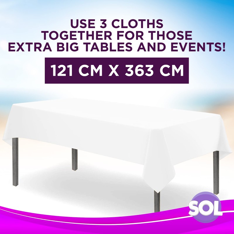 3pk White Table Cloth Party | 121 x 121cm |