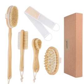 Shower Brushes,5 SPA Set Bath Long Handle Back Scrubber Body Exfoliator for Back, Feet, Cellulite, Lymphatic Drainage - Exfoliating Massager.Suitable for All Kinds of Skin.