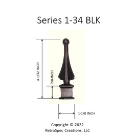 Retrospec Creations Pack of 50 Each for 3/4” Black Plastic Finial Tops for Iron Picket Fence 4-Sided Spire - #1-34